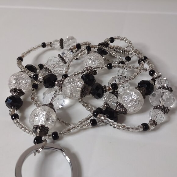 Clear And Black Glass Bead Lanyard - Picture 3 of 7